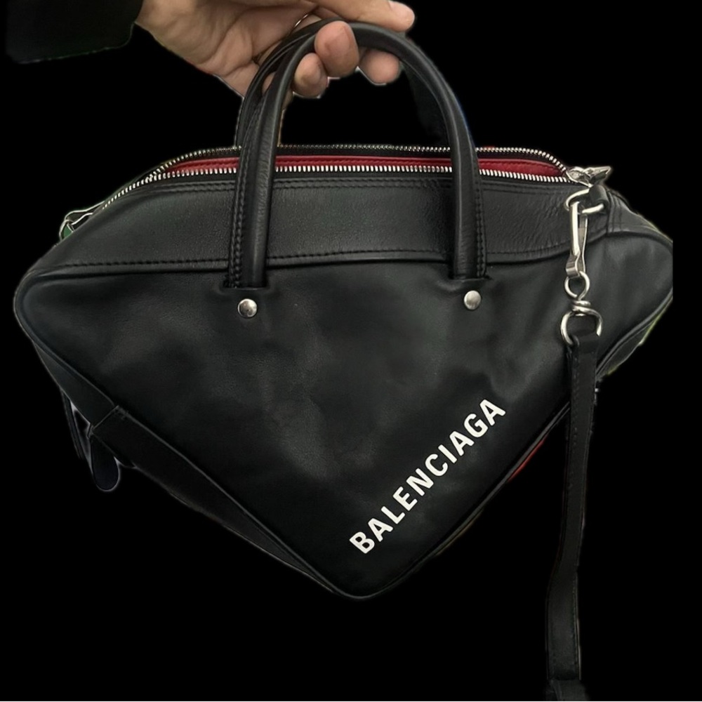 Balenciaga Black Triangle Leather Duffel
